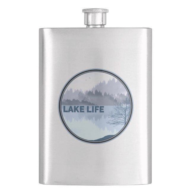 Lake Life Reflection Hip Flask (Front)