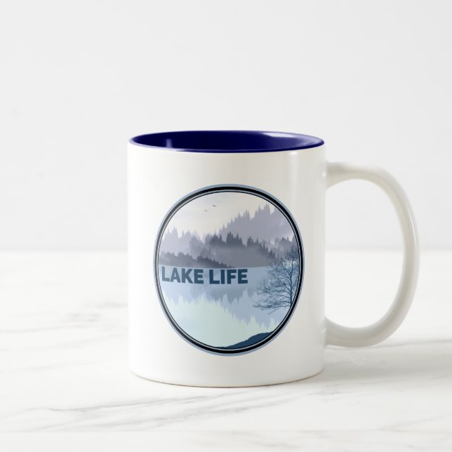 Lake Life Reflection Two-Tone Coffee Mug (Right)