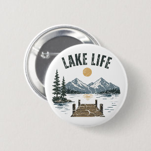 Lake Life Retro Grunge Family Vacation Match 6 Cm Round Badge