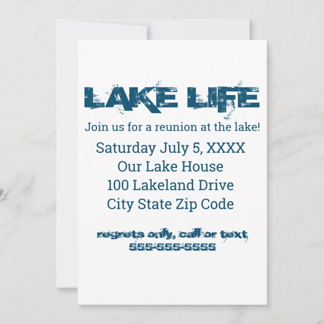 Lake Life Reunion Invitation (Front)