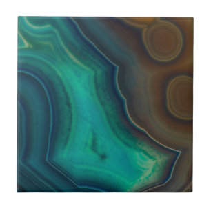 Lake Like Teal & Brown Agate Tile