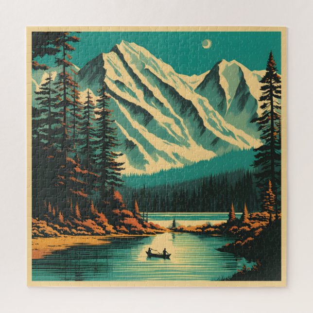 Lake Louise Banff National Park Retro Travel Jigsaw Puzzle (Vertical)