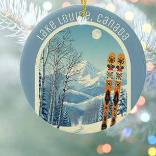 Lake Louise Canada ski souvenir  Ceramic Tree Decoration