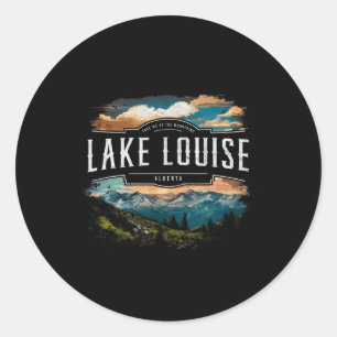 Lake Louise Mountains Alberta Hiking Outdoors Vint Classic Round Sticker