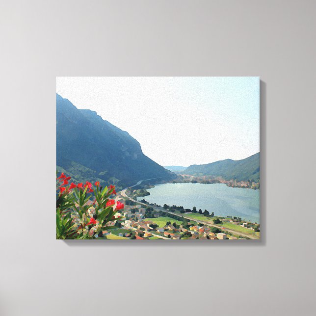 Lake Lugano  -  3 panel painting Canvas Print (Front)