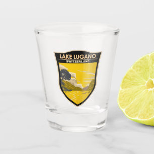 Lake Lugano Switzerland Travel Art Vintage Shot Glass