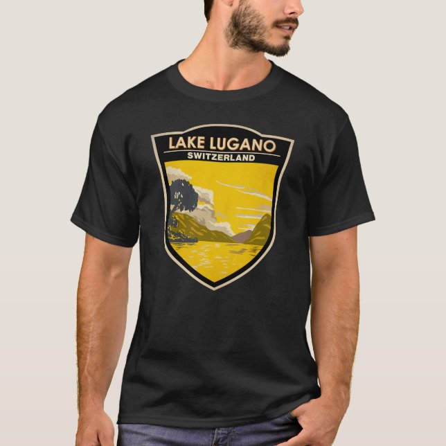Lake Lugano Switzerland Travel Art Vintage T-Shirt (Front)