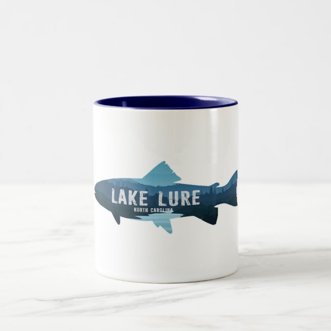 Lake Lure North Carolina Fish Two-Tone Coffee Mug (Center)