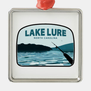Lake Lure North Carolina Fishing Rod Metal Tree Decoration