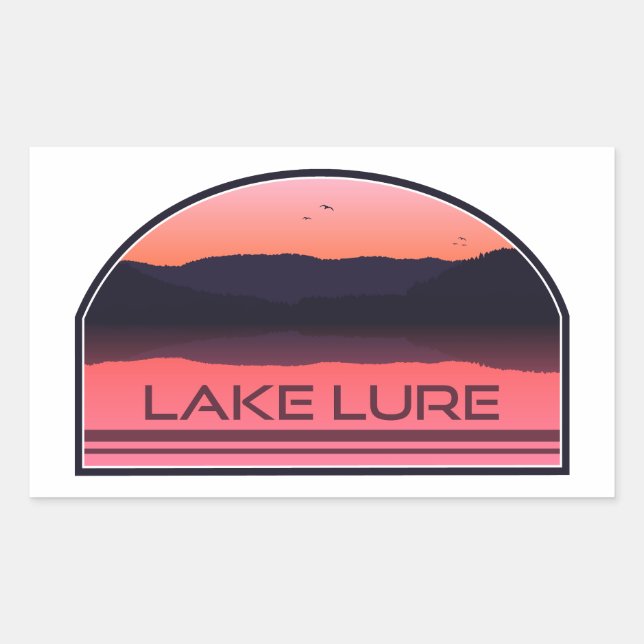 Lake Lure North Carolina Red Sunrise Rectangular Sticker (Front)