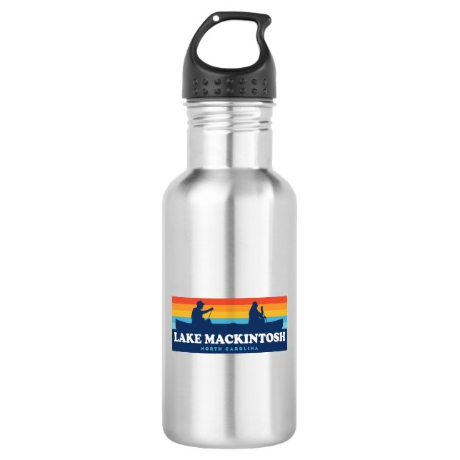 Lake Mackintosh North Carolina Canoe 532 Ml Water Bottle (Front)