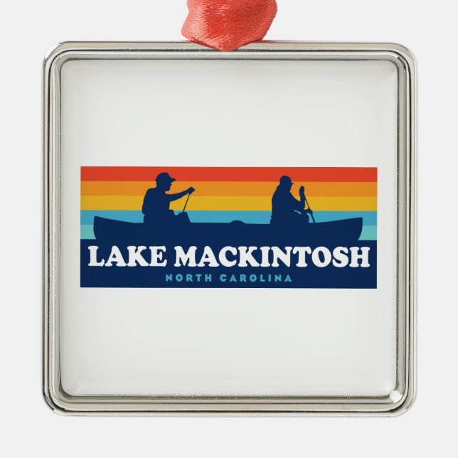 Lake Mackintosh North Carolina Canoe Metal Tree Decoration (Front)