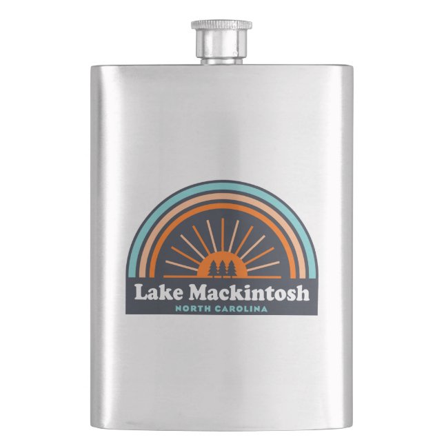 Lake Mackintosh North Carolina Rainbow Hip Flask (Front)