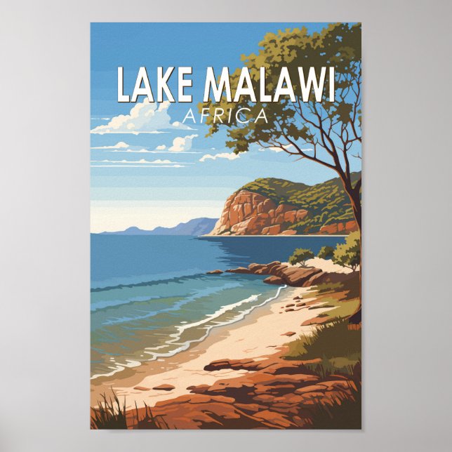 Lake Malawi Africa Travel Art Vintage Poster (Front)