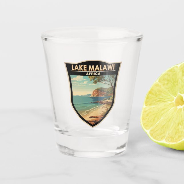 Lake Malawi Africa Travel Art Vintage Shot Glass (Front)