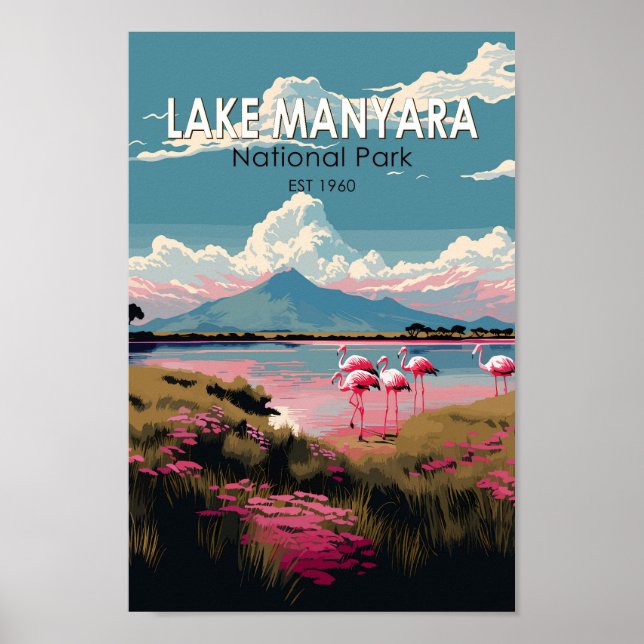 Lake Manyara National Park Tanzania Travel Vintage Poster (Front)