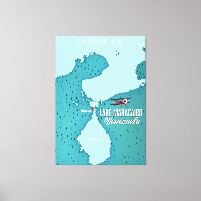 Lake Maracaibo, Venezuela map navigation. Canvas Print (Front)