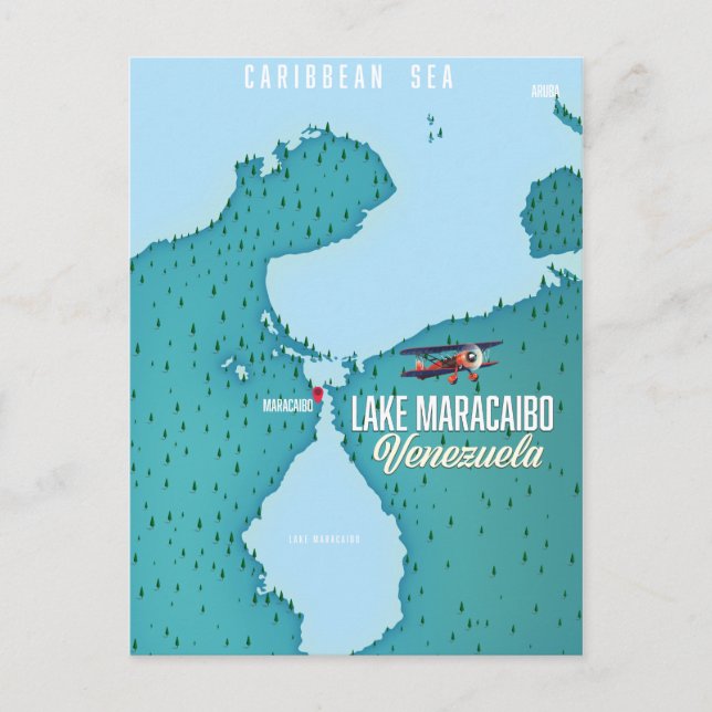 Lake Maracaibo, Venezuela map navigation. Postcard (Front)