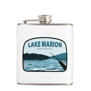 Lake Marion South Carolina Fishing Rod Hip Flask