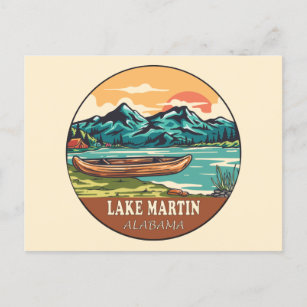 Lake Martin Alabama Boating Fishing Emblem Postcard