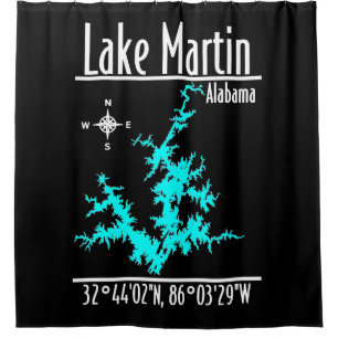 Lake Martin Alabama Map Shower Curtain
