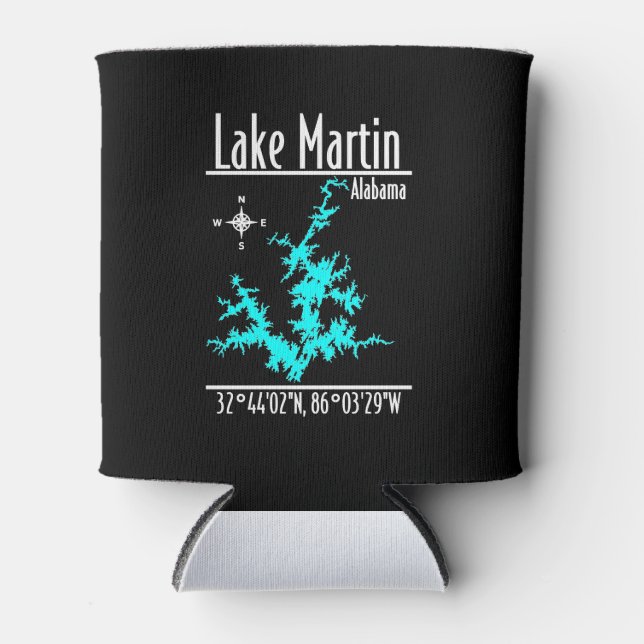 Lake Martin Alabama Nautical Map Coordinates Can Cooler (Front)