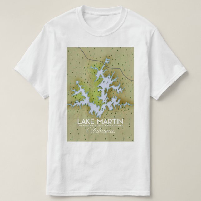 Lake Martin Alabama Travel poster map. T-Shirt (Design Front)