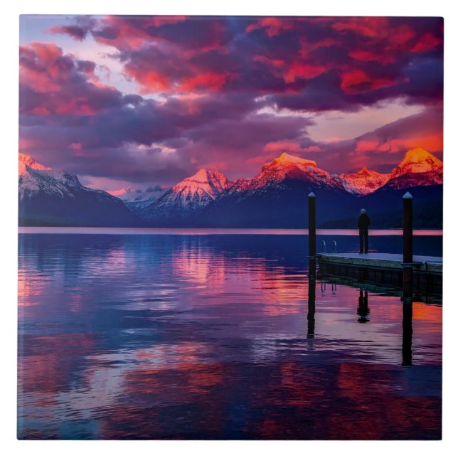 Lake Mcdonald Landscape Montana Tile (Front)