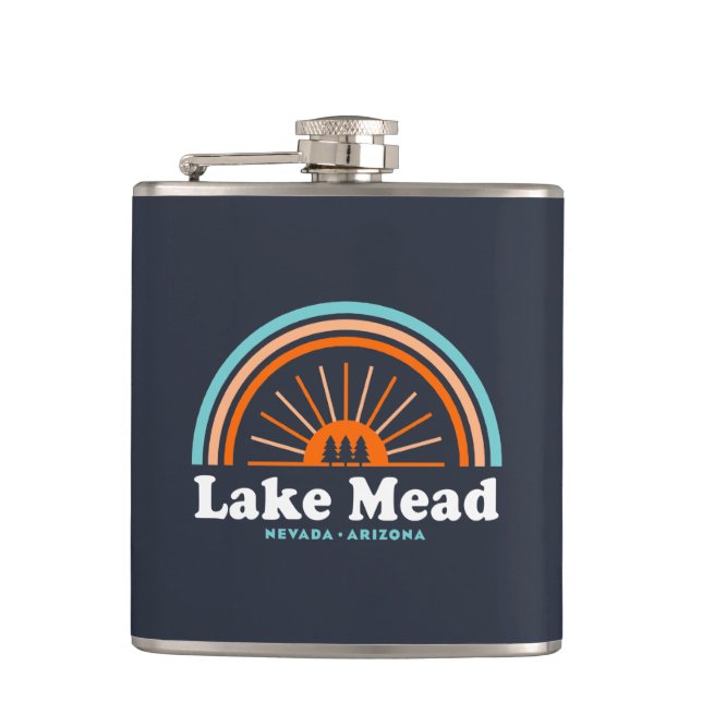 Lake Mead Nevada Arizona Rainbow Hip Flask (Front)
