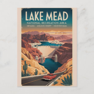 Lake Mead Vintage Nevada Desert Travel Poster Postcard