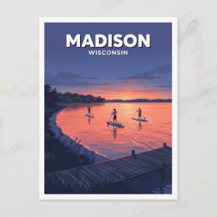 Lake Mendota Sunset Paddleboarding, Madison Postcard