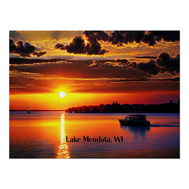 Lake Mendota, Wisconsin sunset Poster (Front)