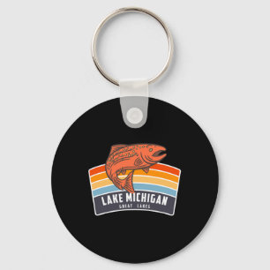 Lake Michigan Great Lakes Salmon Fishing  Key Ring