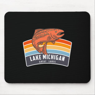 Lake Michigan Great Lakes Salmon Fishing Mouse Pad