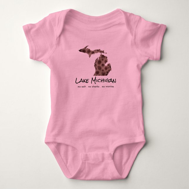 Lake Michigan - humour - Petoskey stone design Baby Bodysuit (Front)