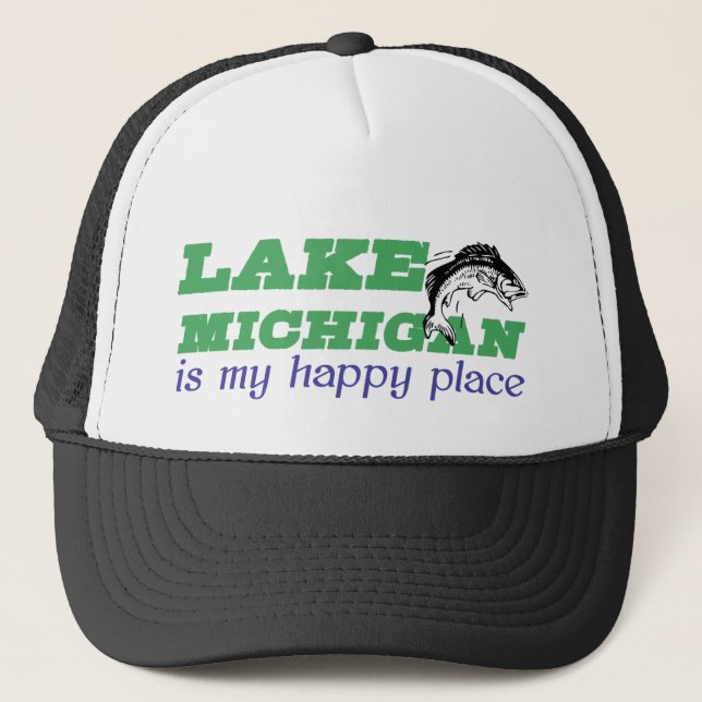 Lake Michigan is my happy place Trucker Hat (Front)