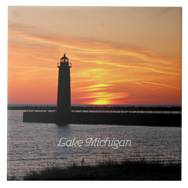 Lake Michigan Lighthouse Tile (Front)