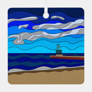 Lake Michigan - Metal Ornament (square)