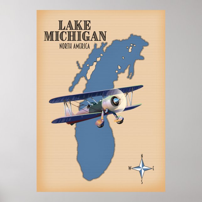 Lake Michigan North America map Poster (Front)