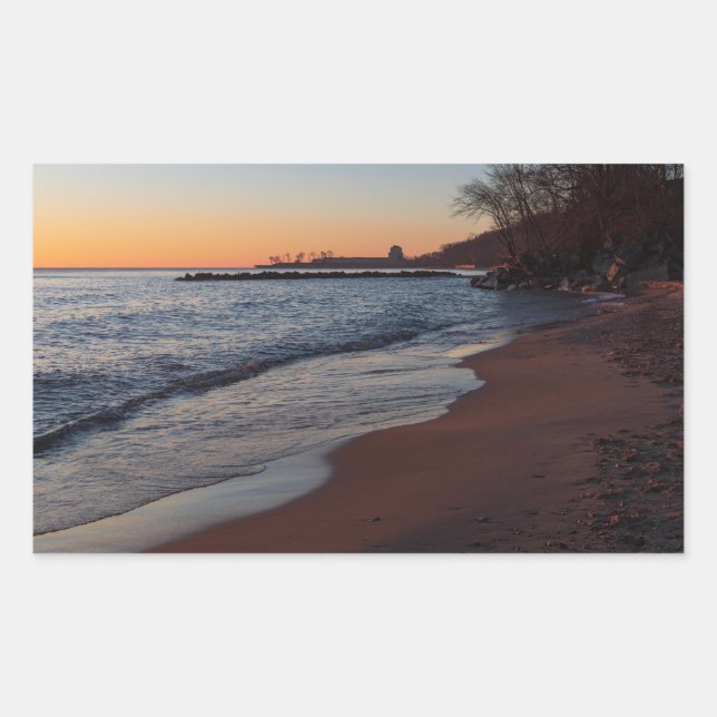 lake michigan north shore milwaukee at daybreak rectangular sticker (Front)