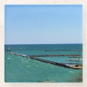 Lake Michigan, Port Washington, WI Glass Coaster