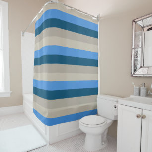 Lake Michigan Sand and Surf Stripes Shower Curtain
