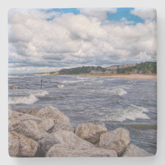 Lake Michigan Shoreline Stone Coaster