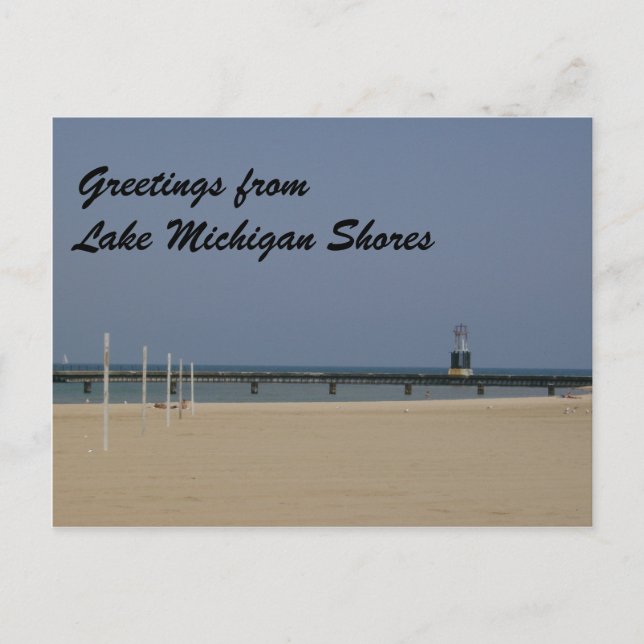 Lake Michigan Shores Beacon Light Postcard (Front)
