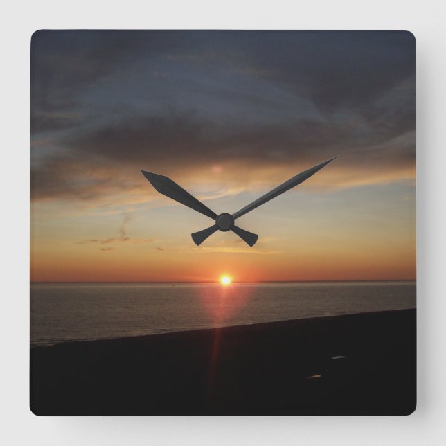 Lake Michigan Sunset Acrylic Wall Clock (Front)