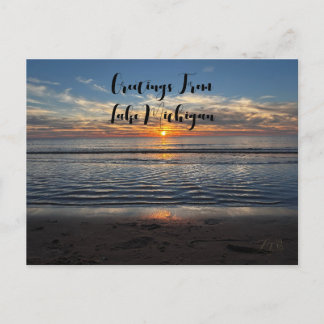 Lake Michigan Sunset Greetings Postcard