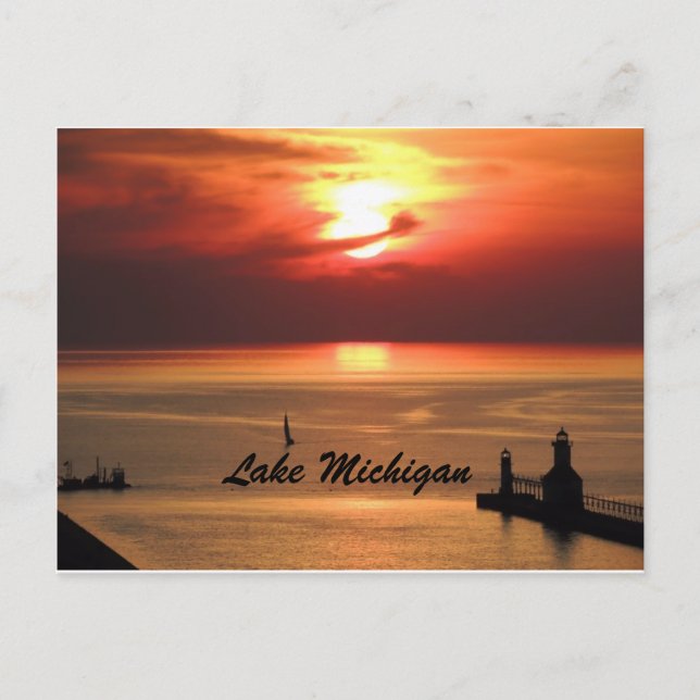 Lake Michigan Sunset Postcard (Front)
