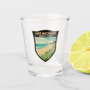 Lake Michigan Travel Art Vintage Shot Glass