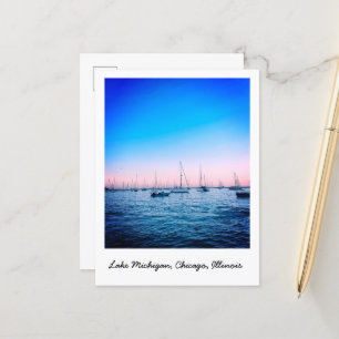 Lake Michigan Vibrant Sail boat  Postcard