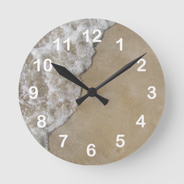 Lake Michigan Wave on Sand Beach Round Clock (Front)